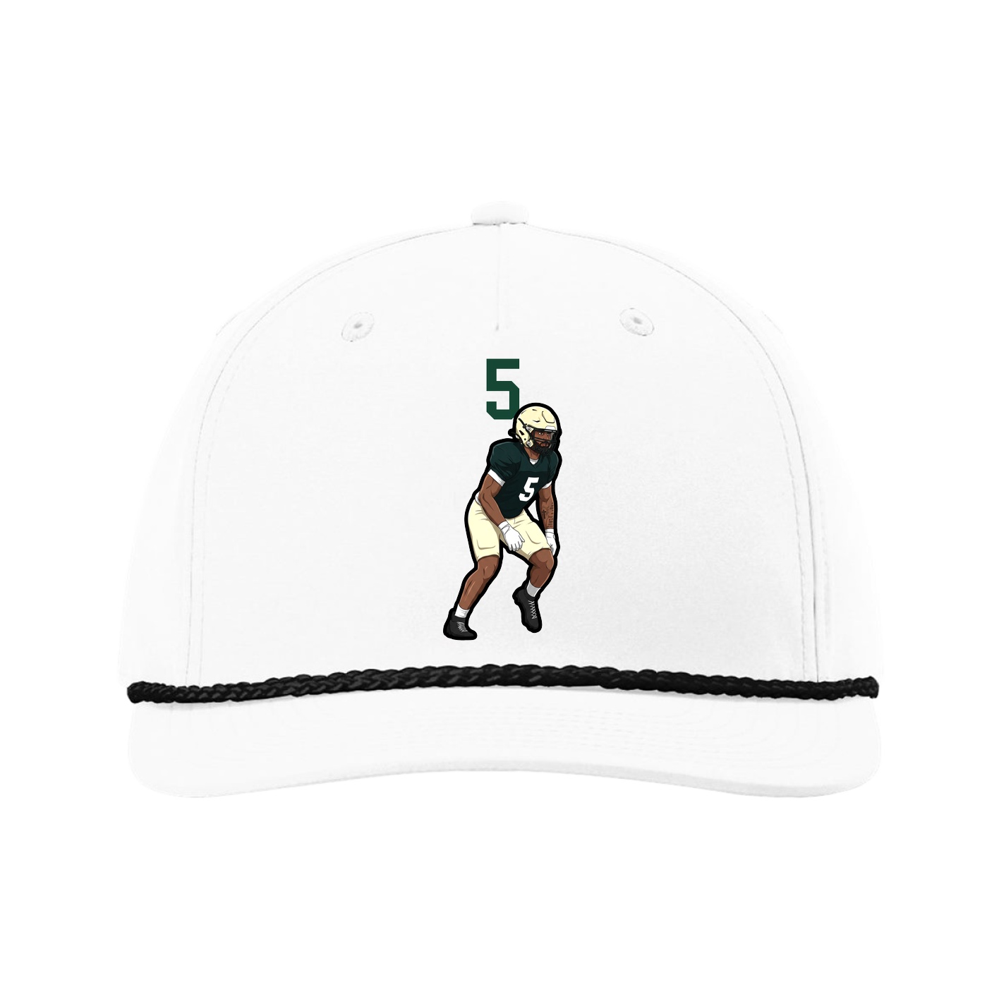 Five-Panel Classic Rope Cap — Number Top in White