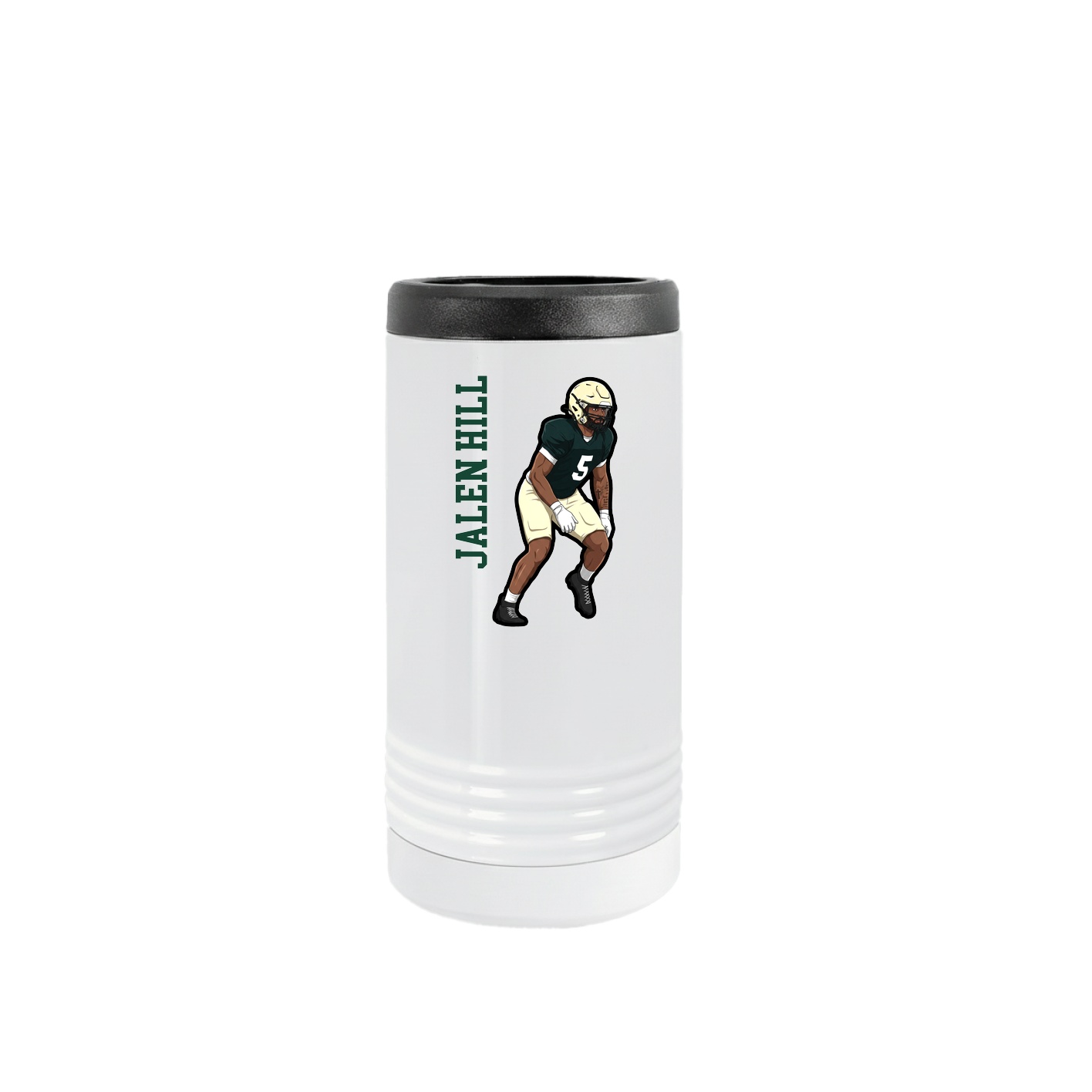 Slim Beverage Holder — Name Vertical in White