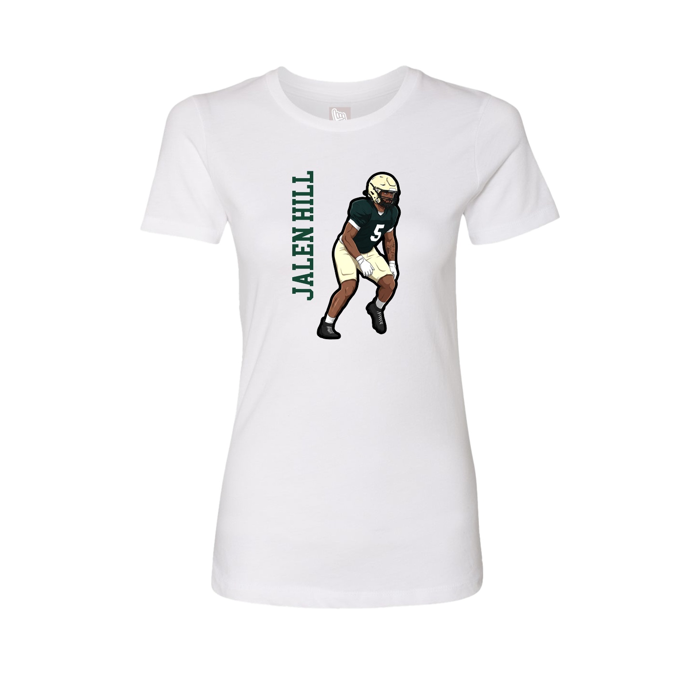 Womens Tee — Name Vertical in White