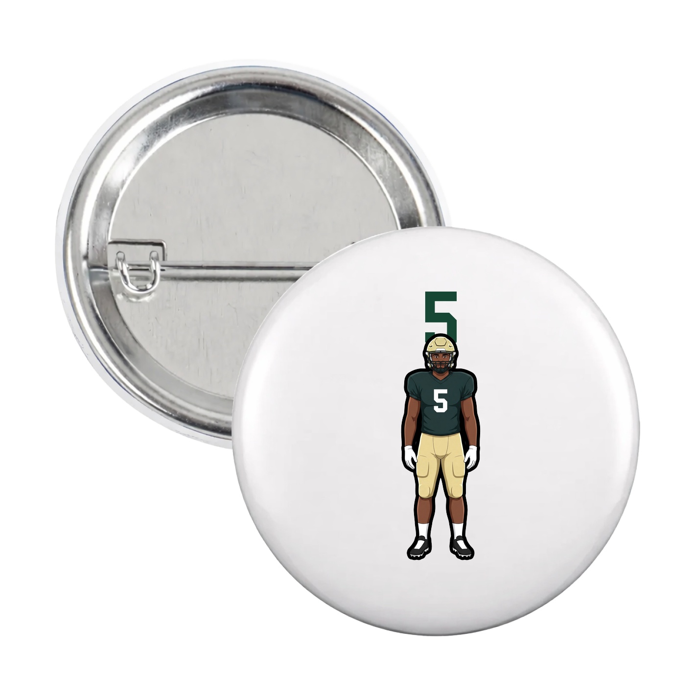 Game Day Button — Number Top in White