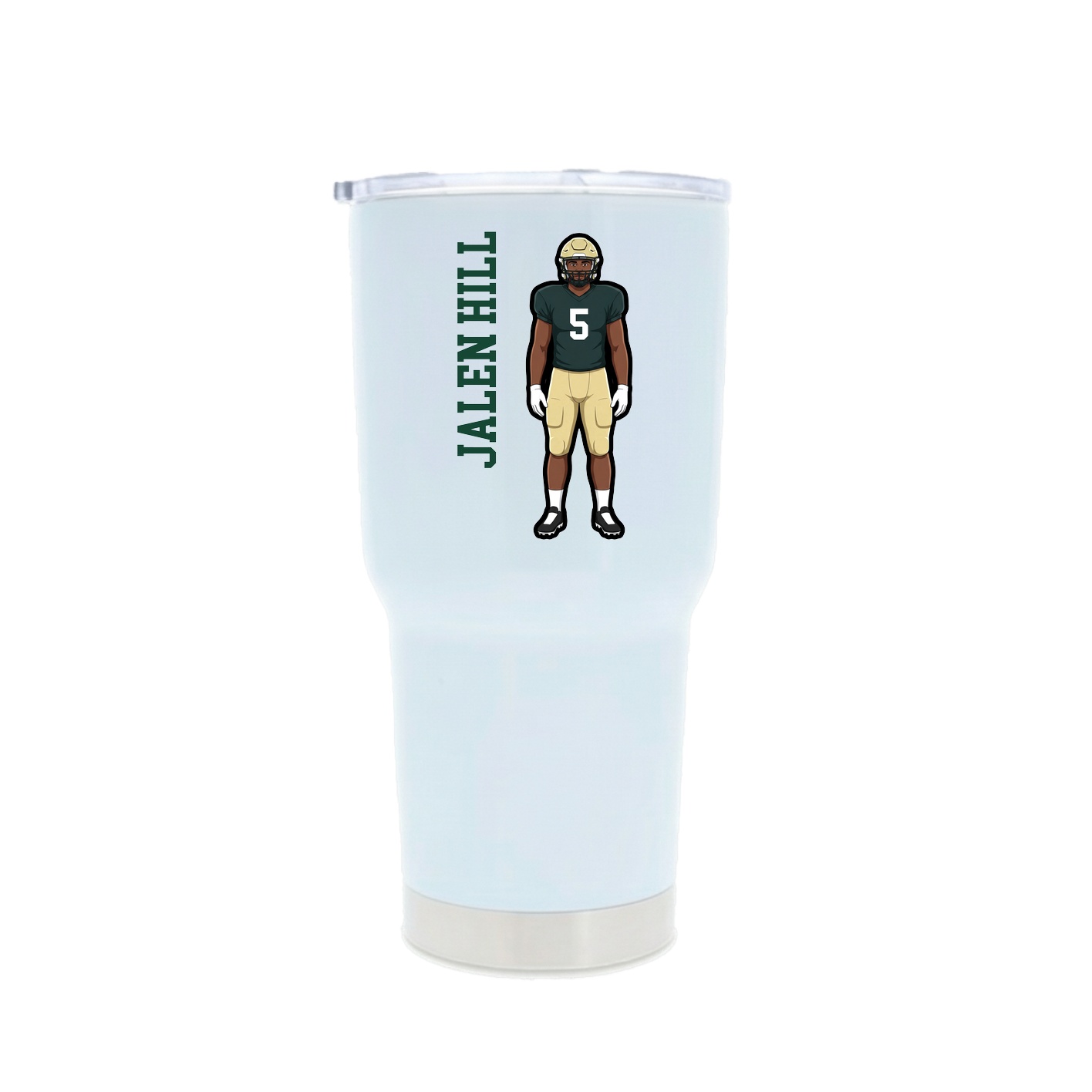 30oz Stainless Steel Tumbler — Name Vertical in White