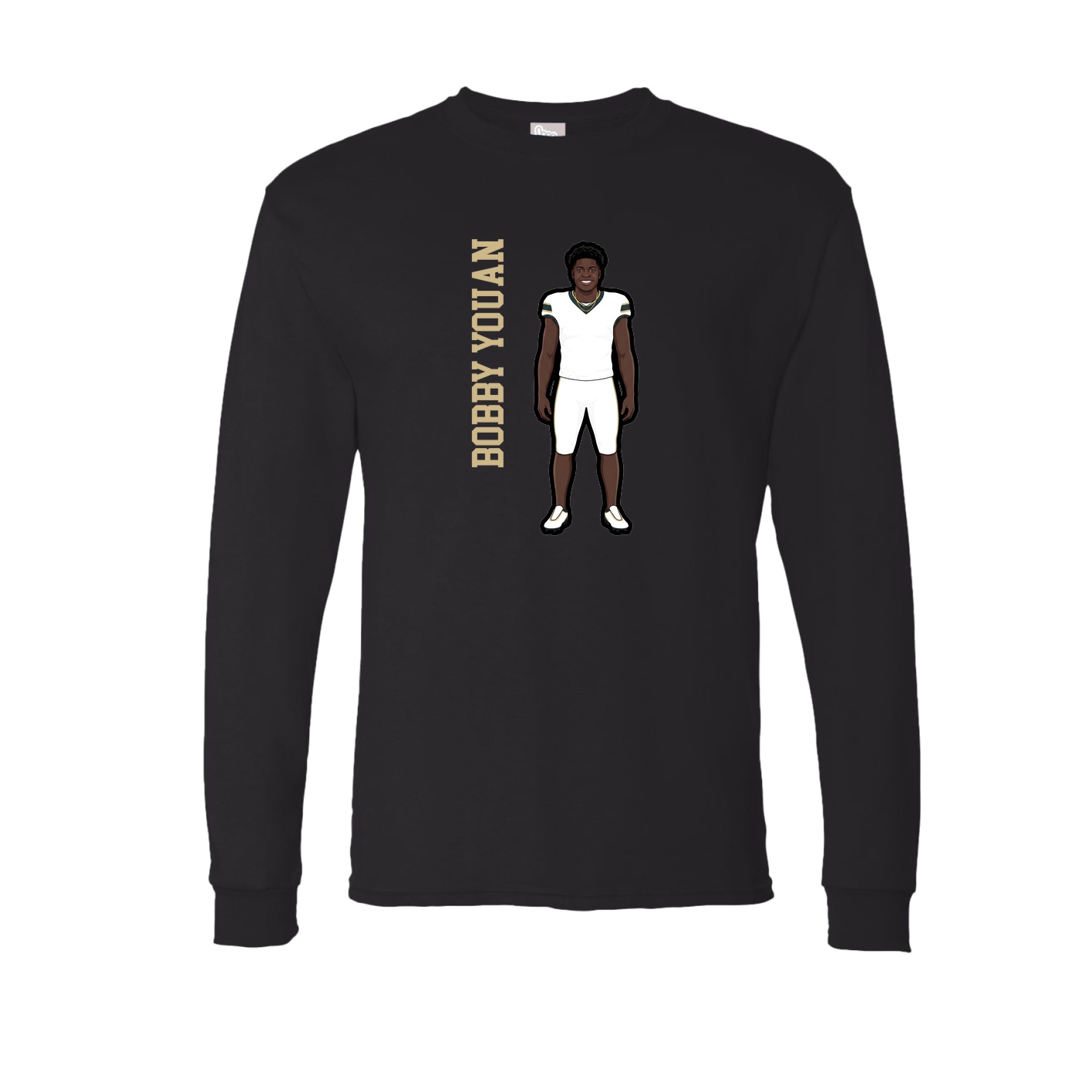 Long Sleeve Tee — Name Vertical in Black