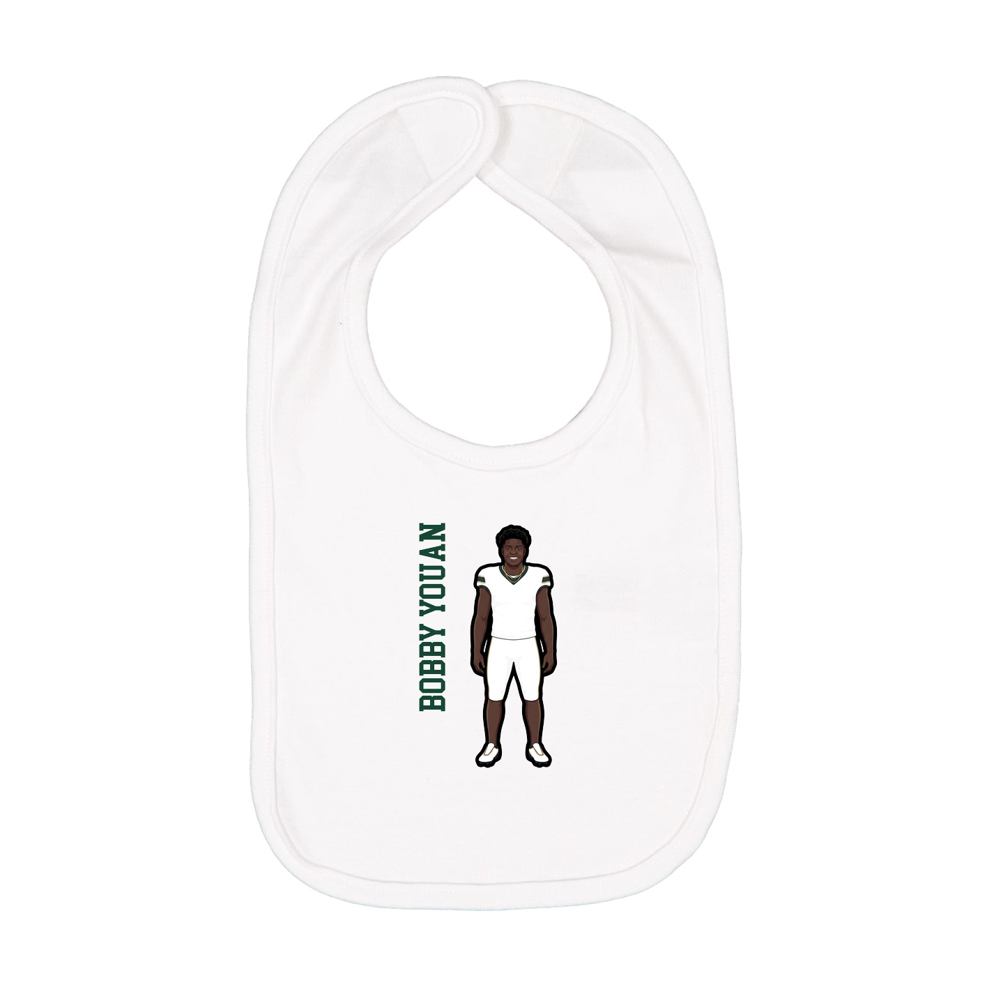 Infant Bib — Name Vertical in White
