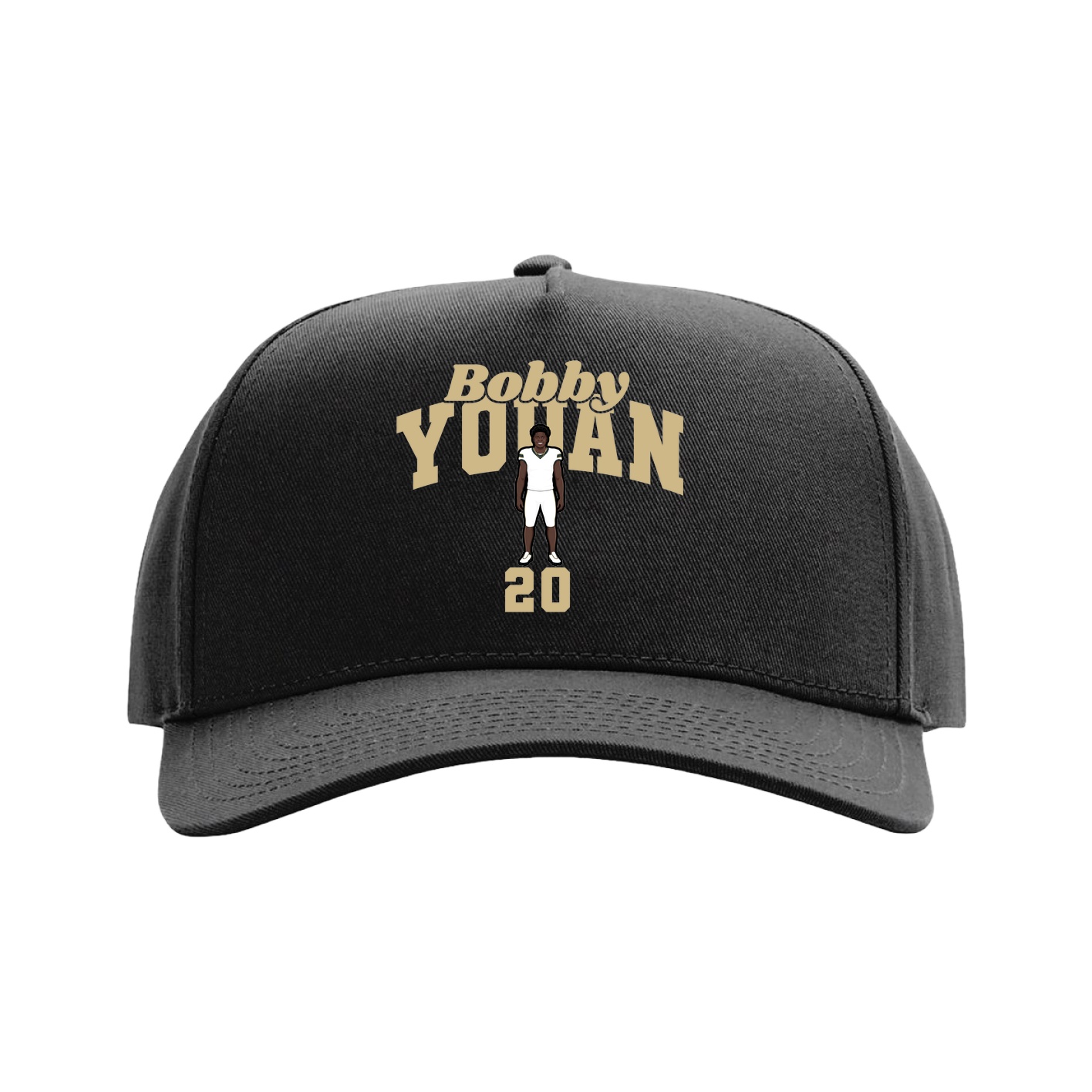Full Fabric Five-Panel Champ Cap — Signature Arch in Black