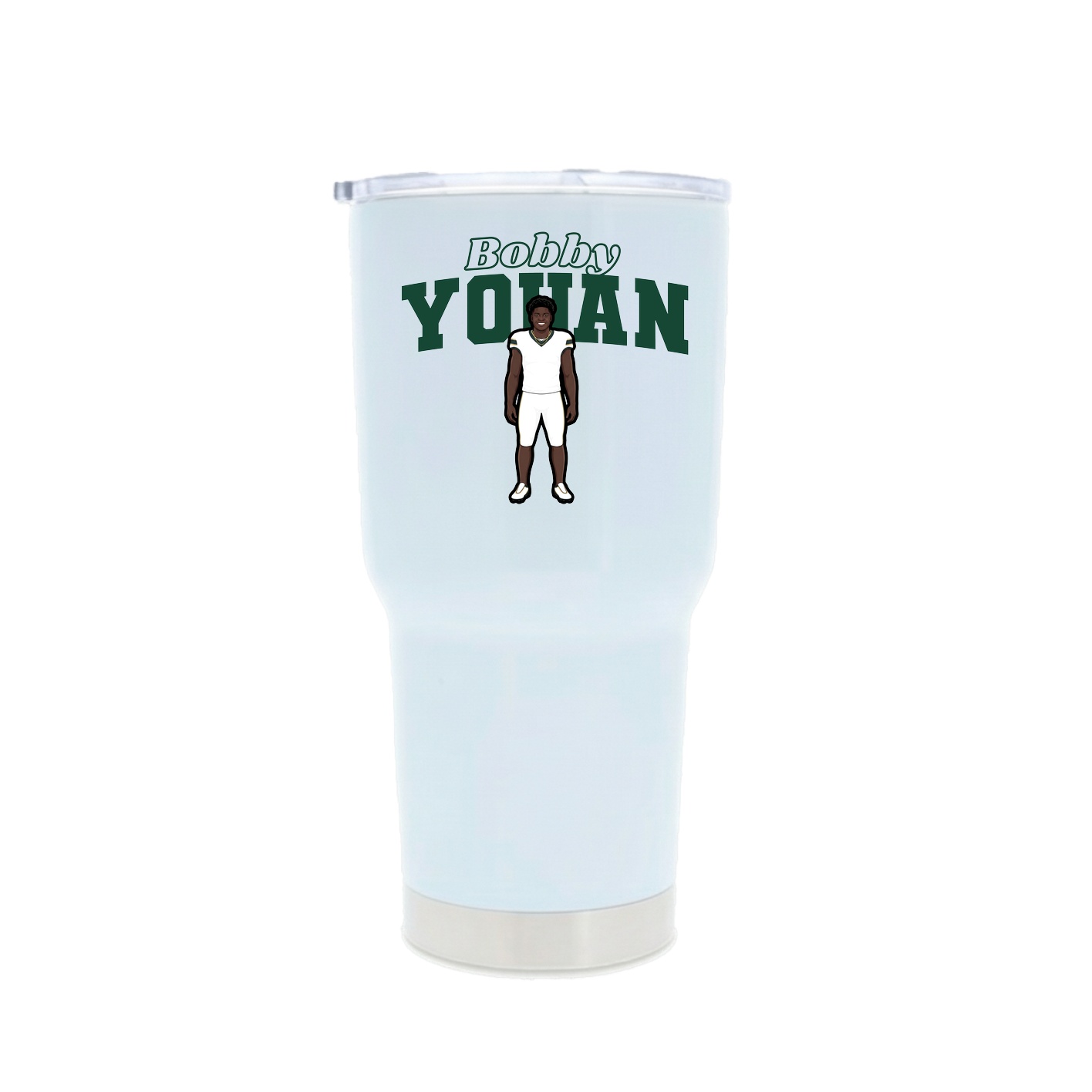 30oz Stainless Steel Tumbler — Name Arch in White