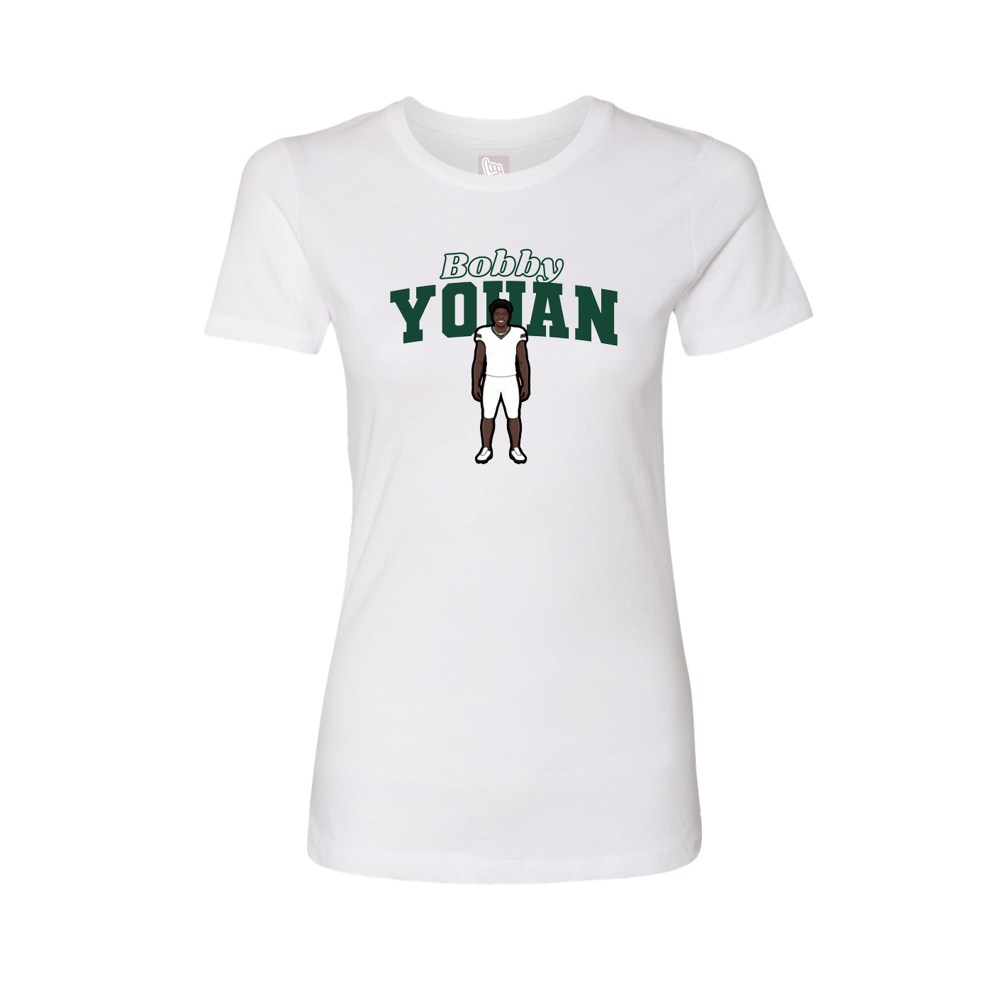 Womens Tee — Name Arch in White