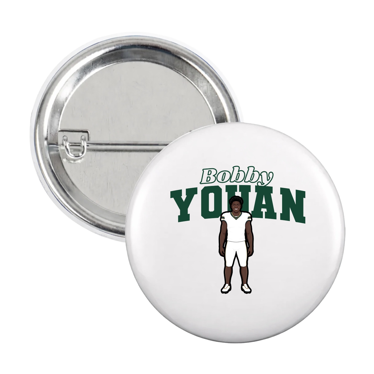 Game Day Button — Name Arch in White