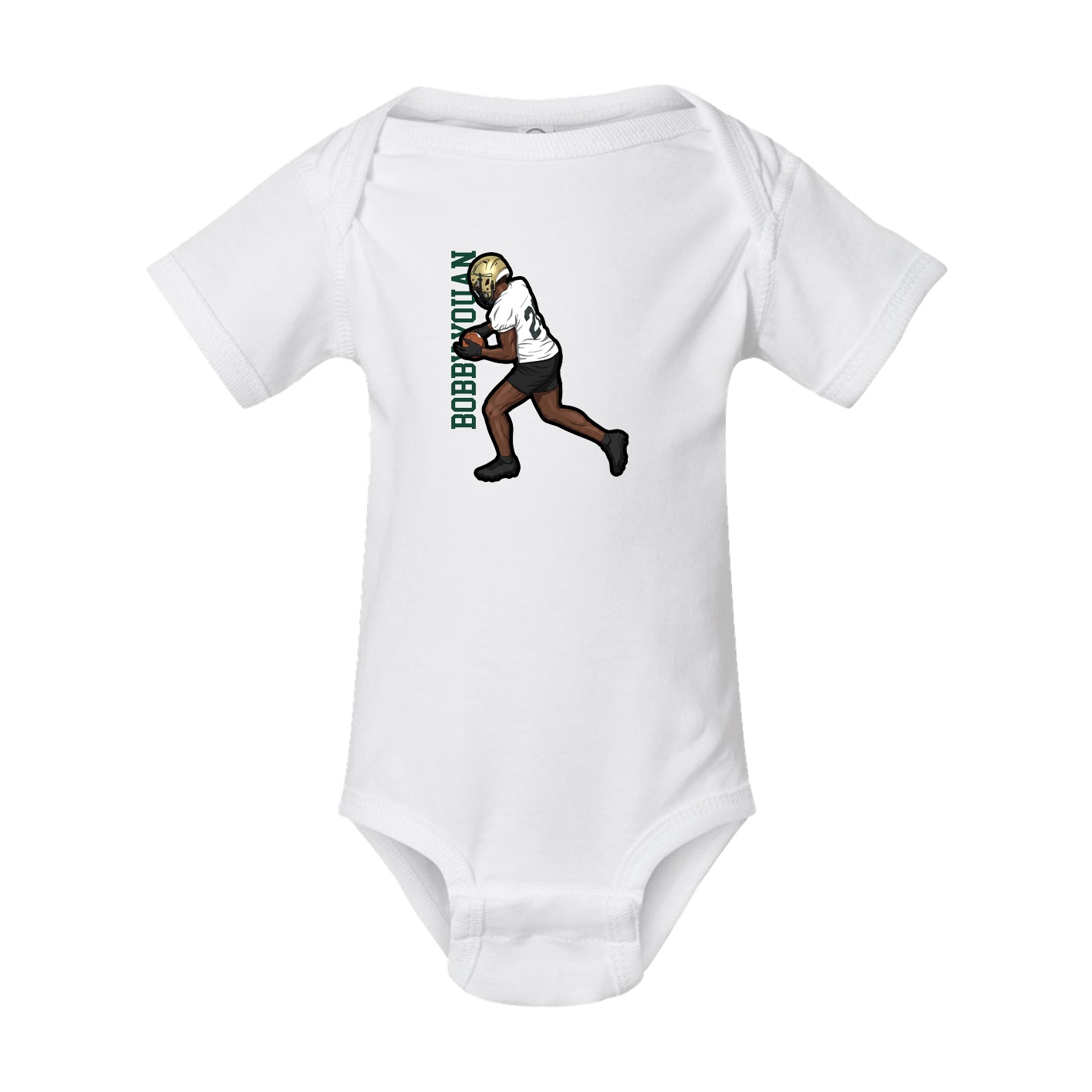 Baby Onesie — Name Vertical in White