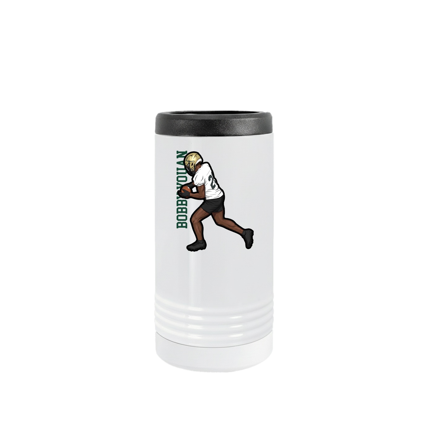 Slim Beverage Holder — Name Vertical in White