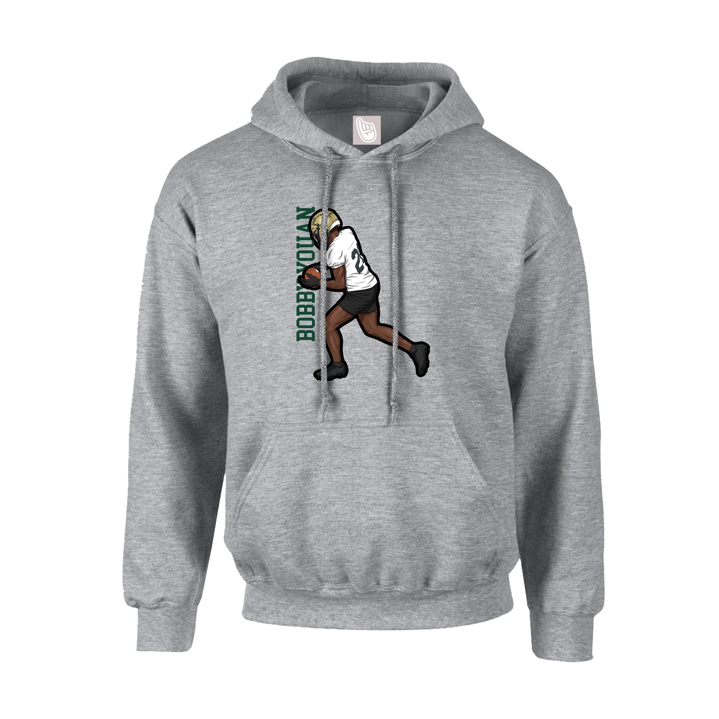 Hoodie — Name Vertical in Grey