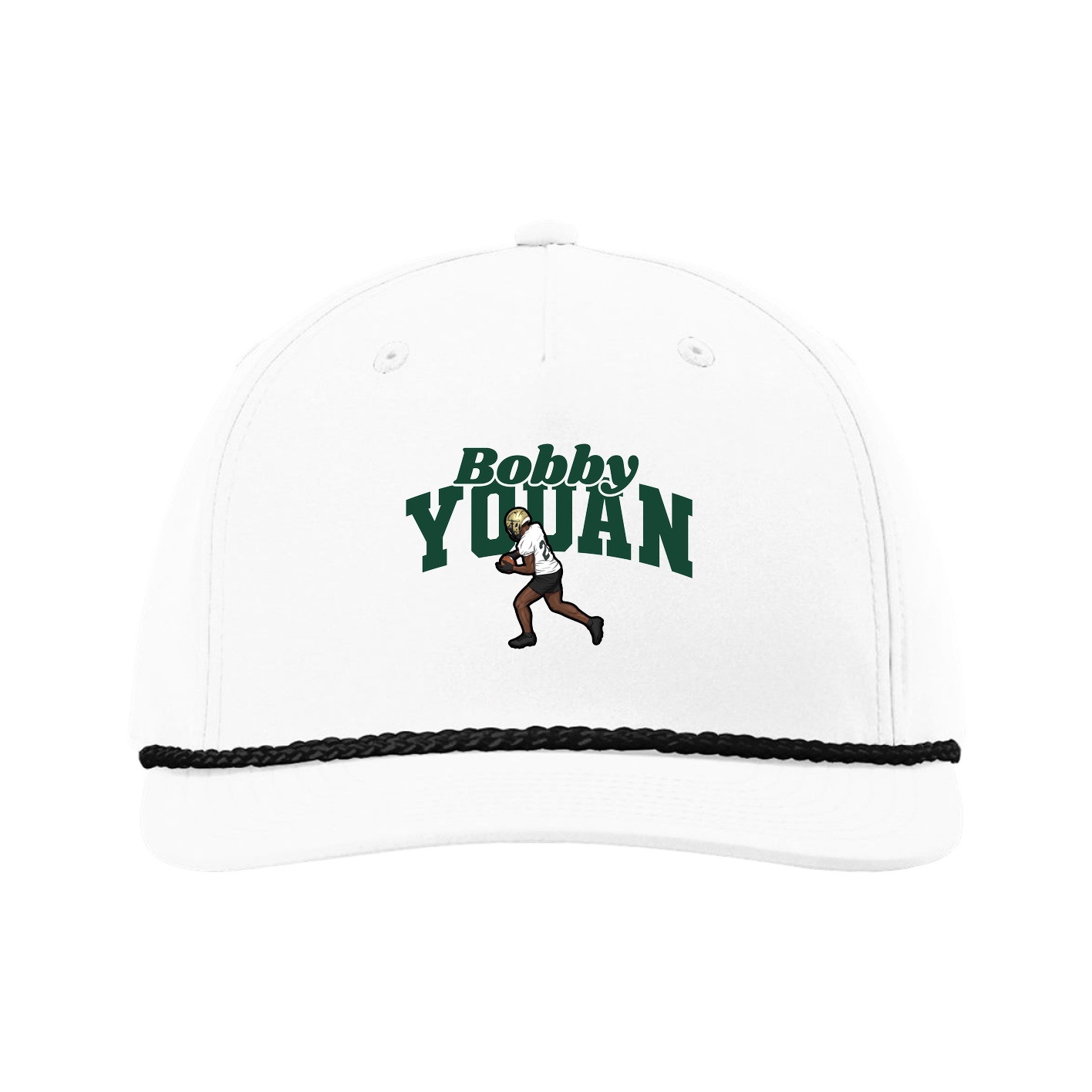Five-Panel Classic Rope Cap — Signature Arch in White