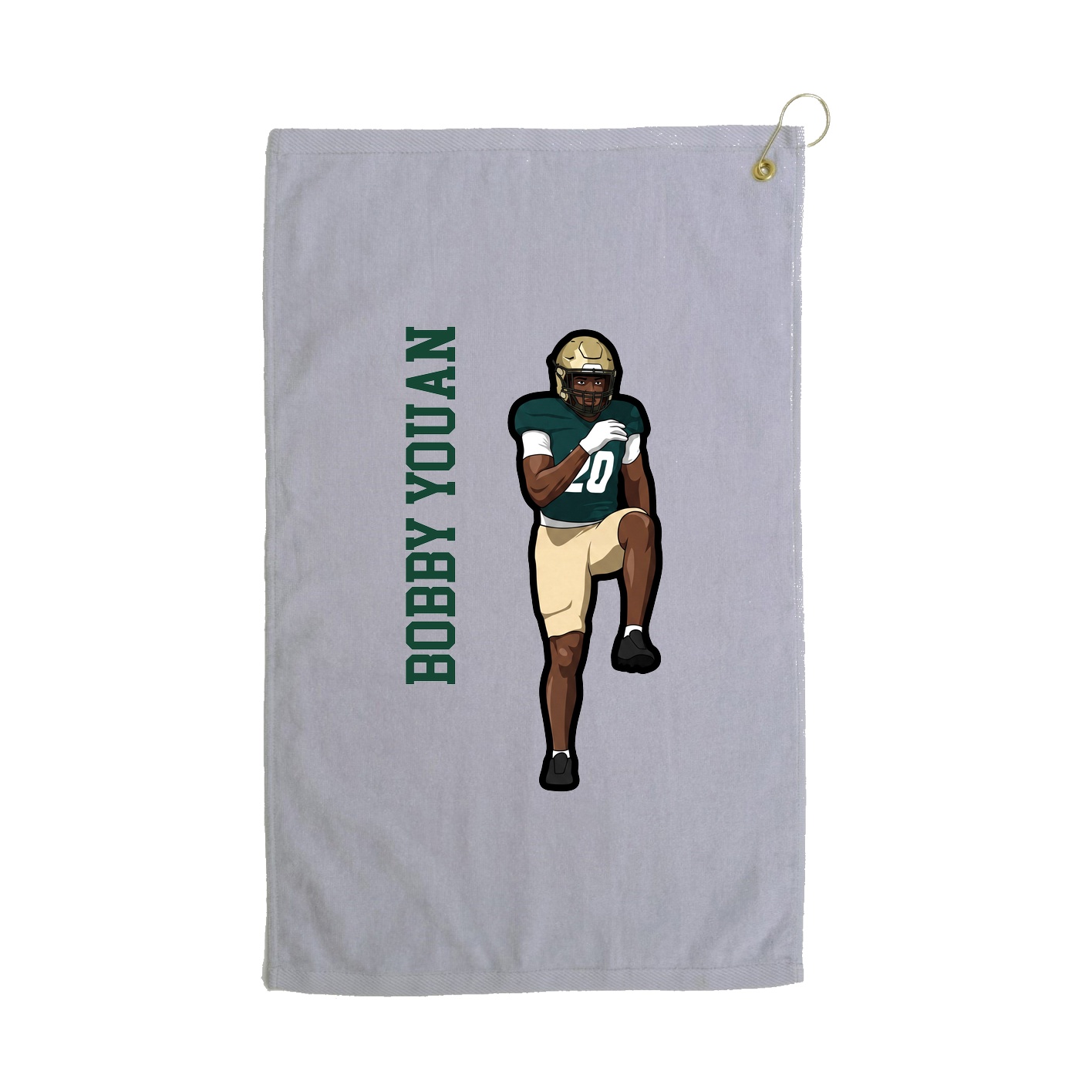 Golf Towel — Name Vertical in Grey