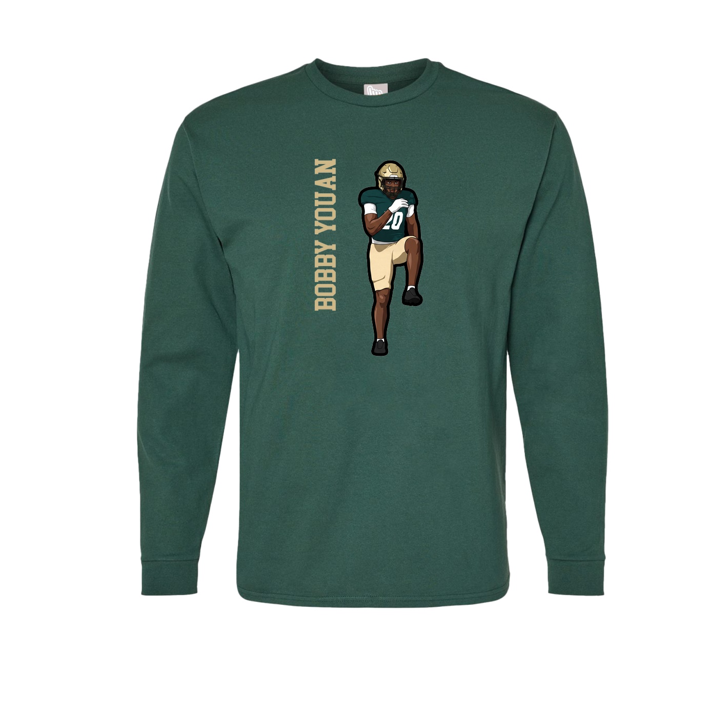 Long Sleeve Tee — Name Vertical in Green