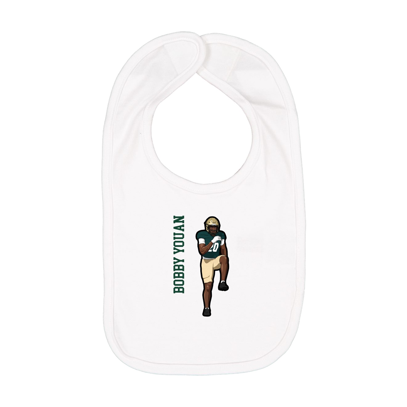 Infant Bib — Name Vertical in White