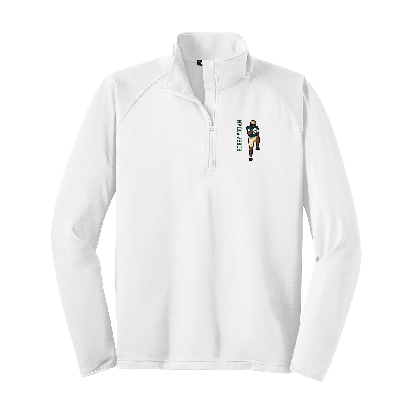 Q-Zip Pullover — Name Vertical in White