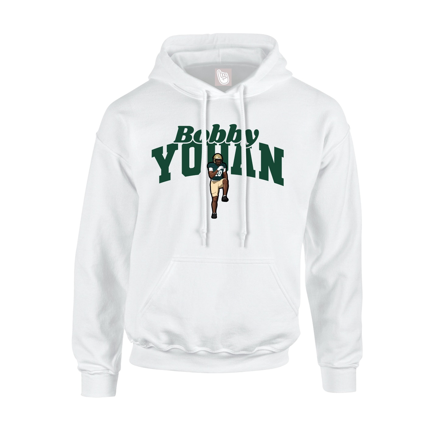 Youth Hoodie — Signature Arch in White