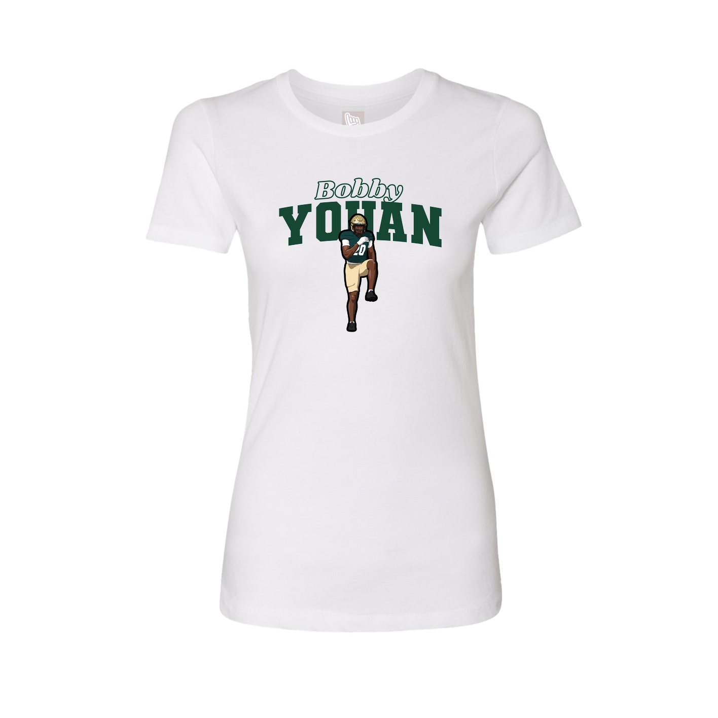 Womens Tee — Name Arch in White