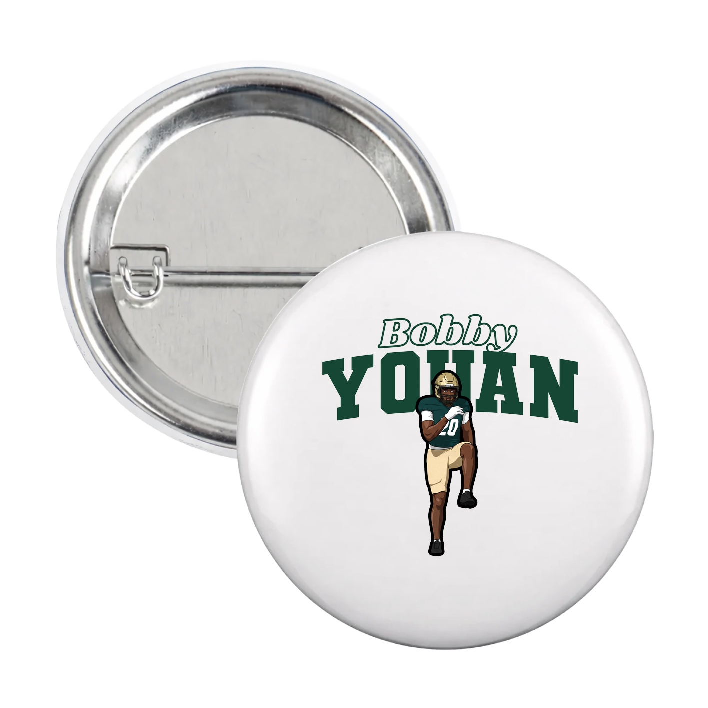 Game Day Button — Name Arch in White