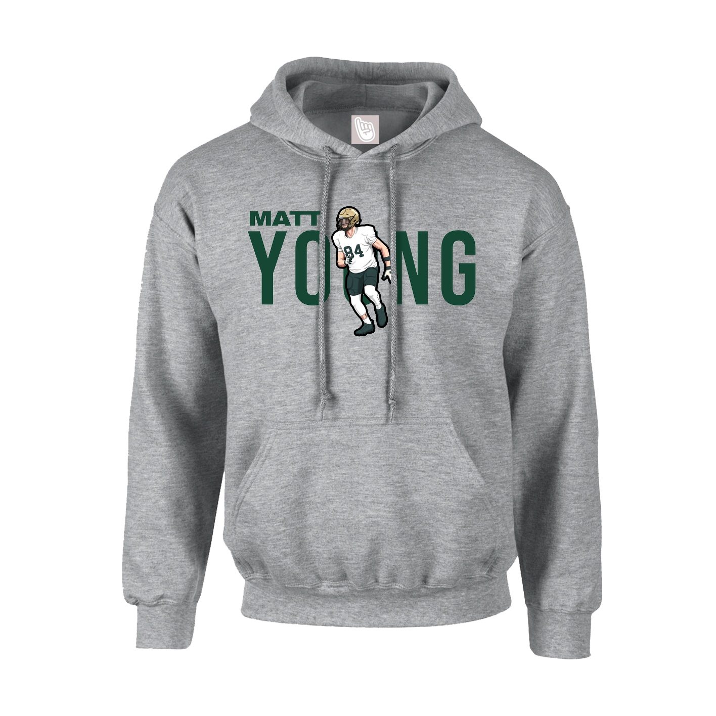 Youth Hoodie — Player Name in Grey