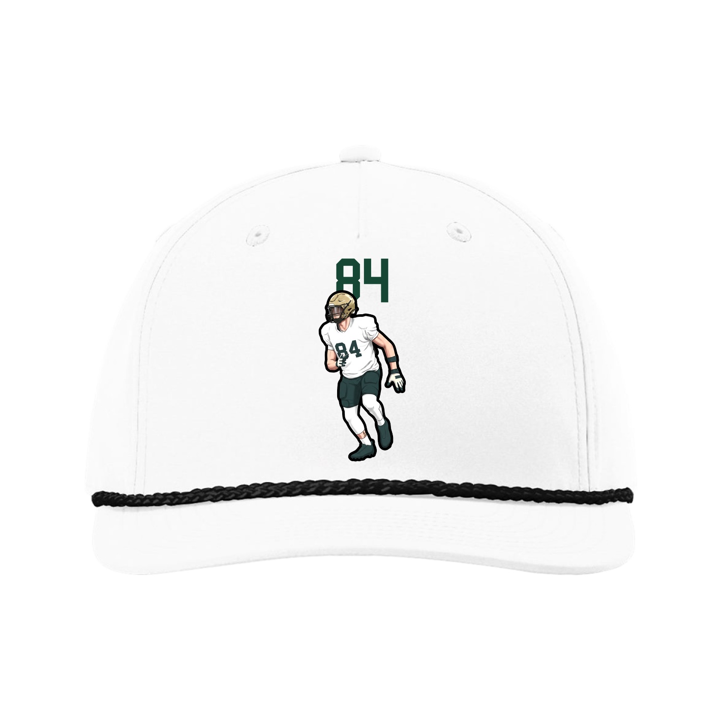 Five-Panel Classic Rope Cap — Number Top in White