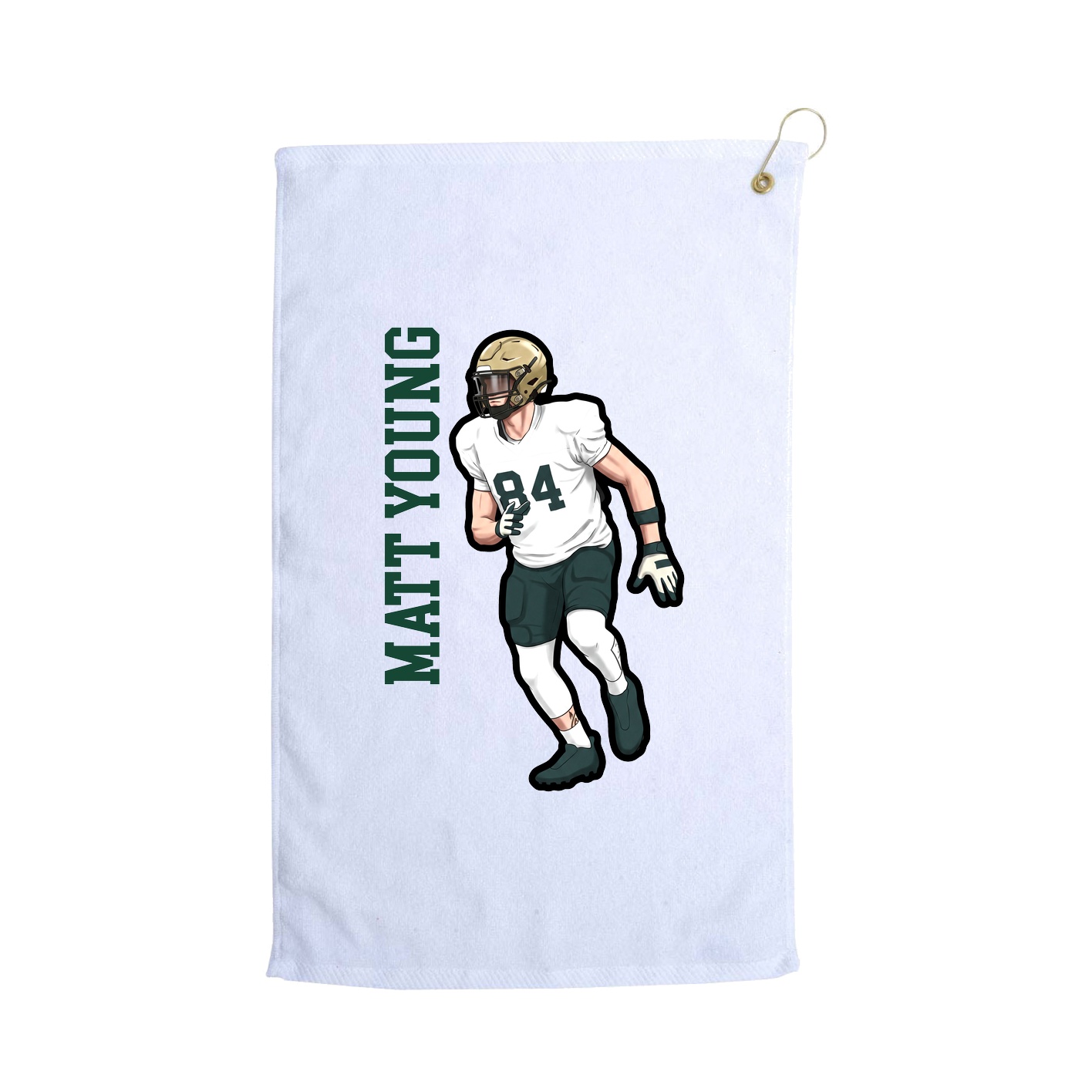 Golf Towel — Name Vertical in White