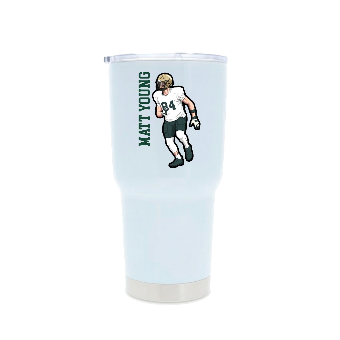 30oz Stainless Steel Tumbler — Name Vertical in White