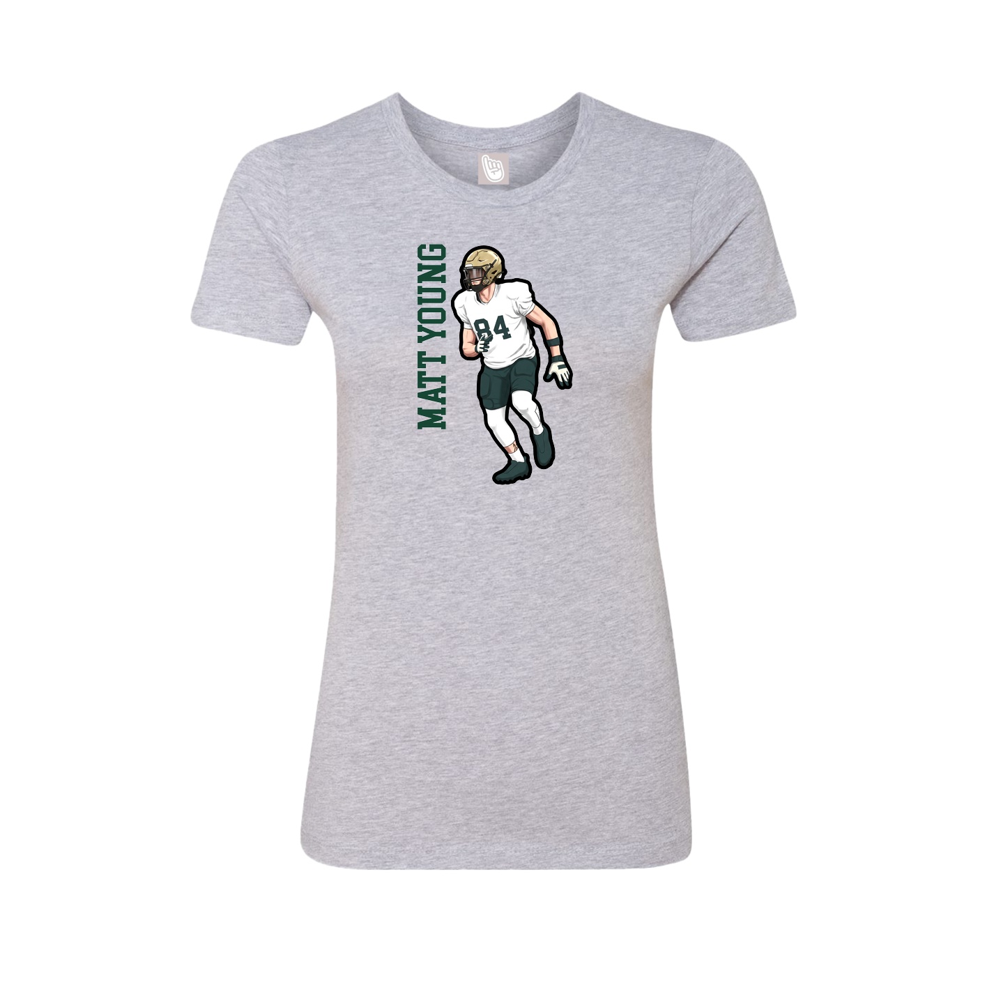 Fitted Women's Tee — Name Vertical in Grey