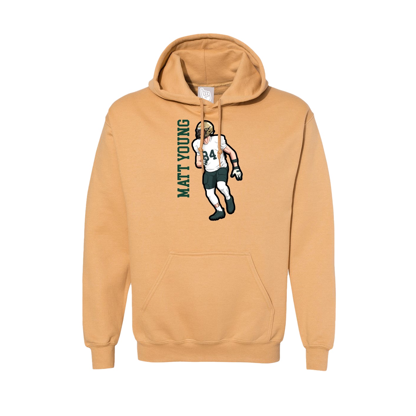 Hoodie — Name Vertical in Vegas Gold