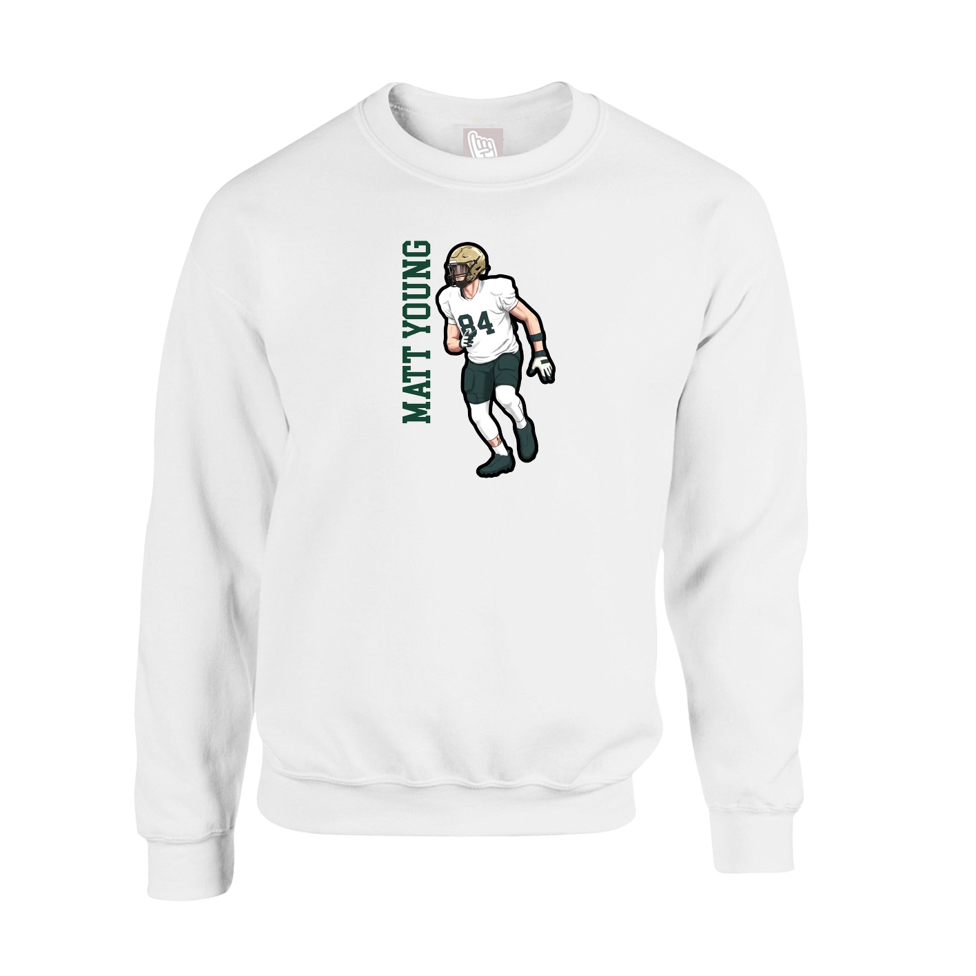 Fleece Crew — Name Vertical in White