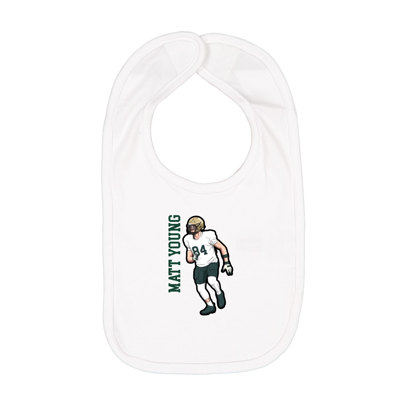 Infant Bib — Name Vertical in White