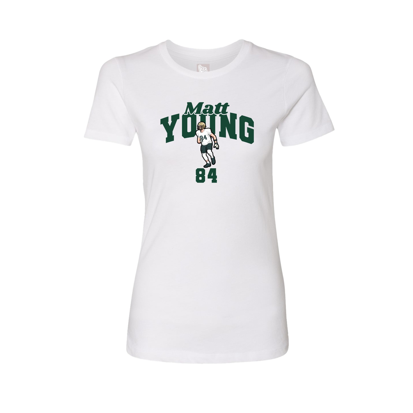 Fitted Women's Tee — Signature Arch in White