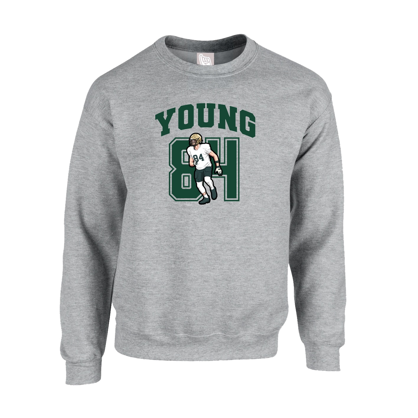 Fleece Crew — Number in Grey