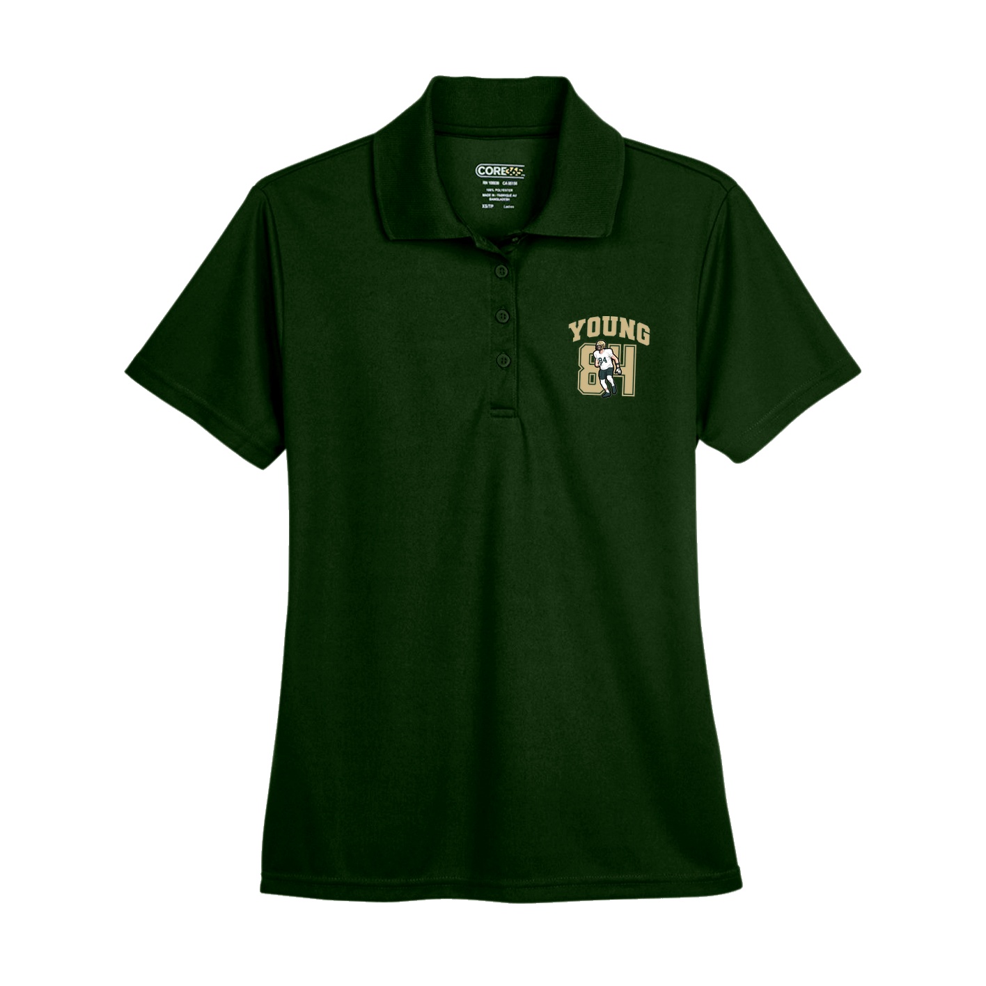 Womens Performance Polo — Number in Green