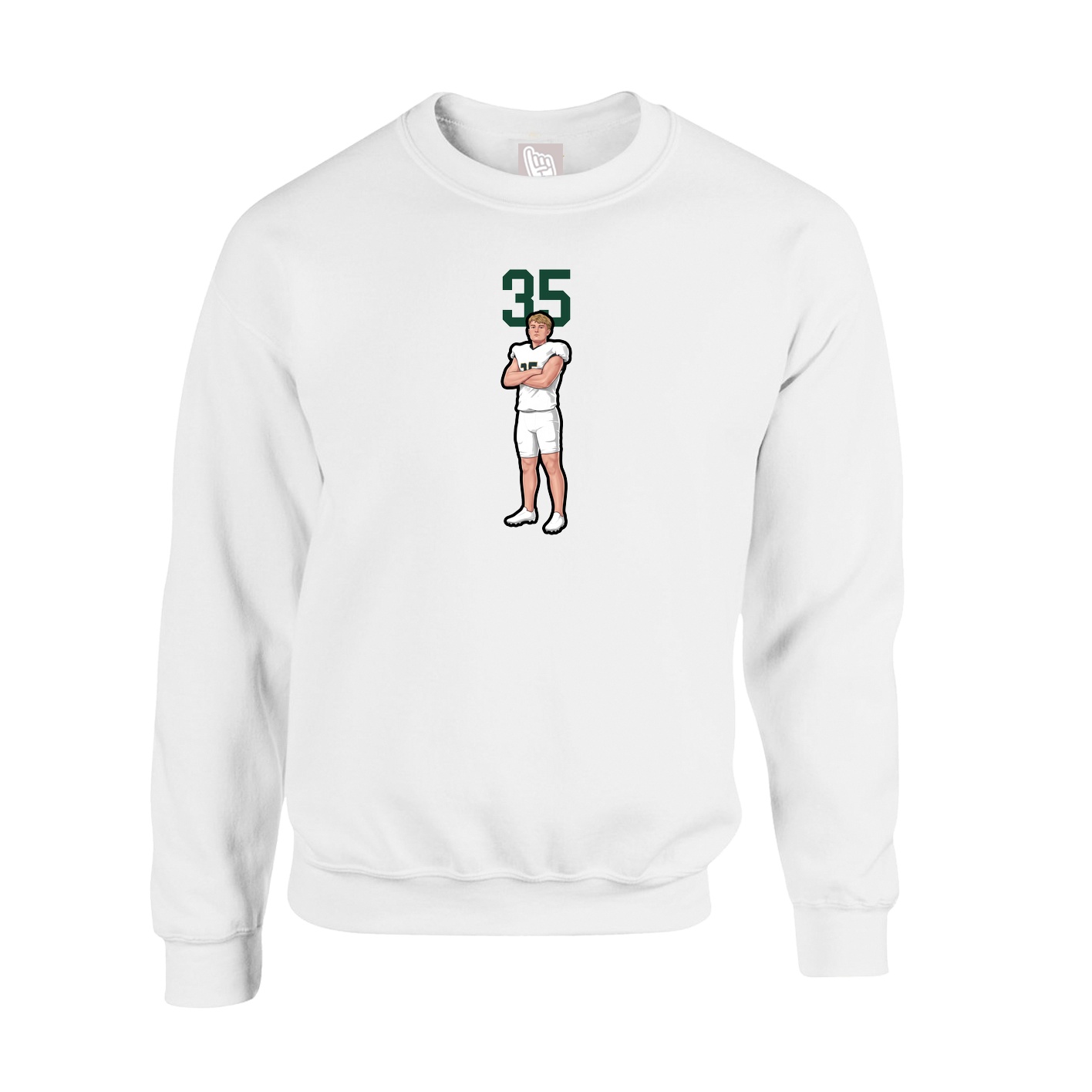Fleece Crew — Number Top in White