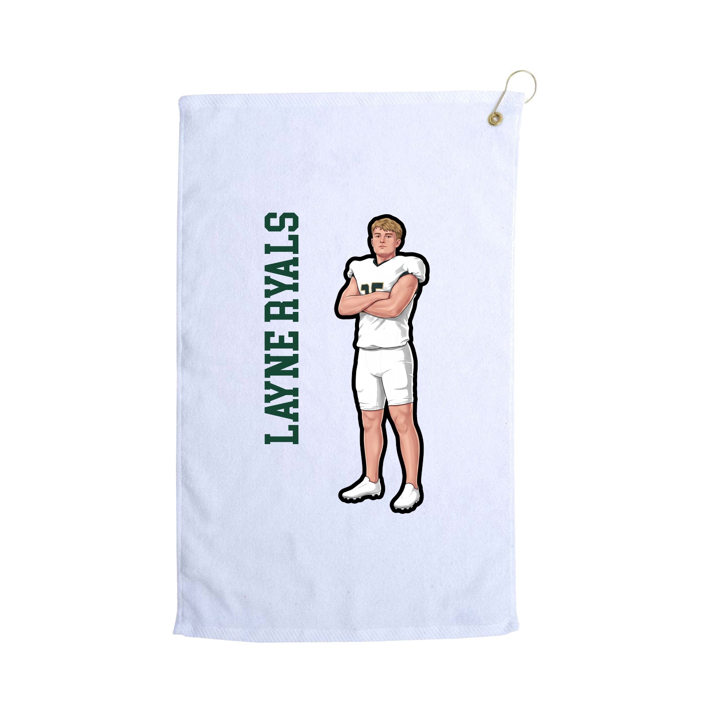 Golf Towel — Name Vertical in White