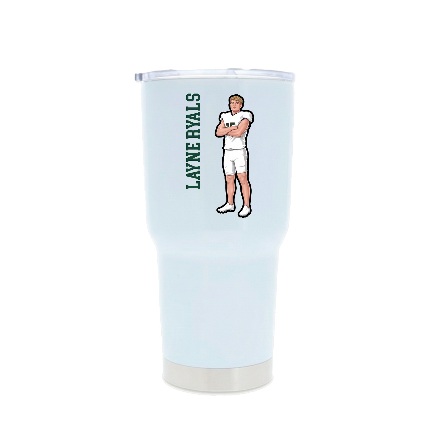 30oz Stainless Steel Tumbler — Name Vertical in White