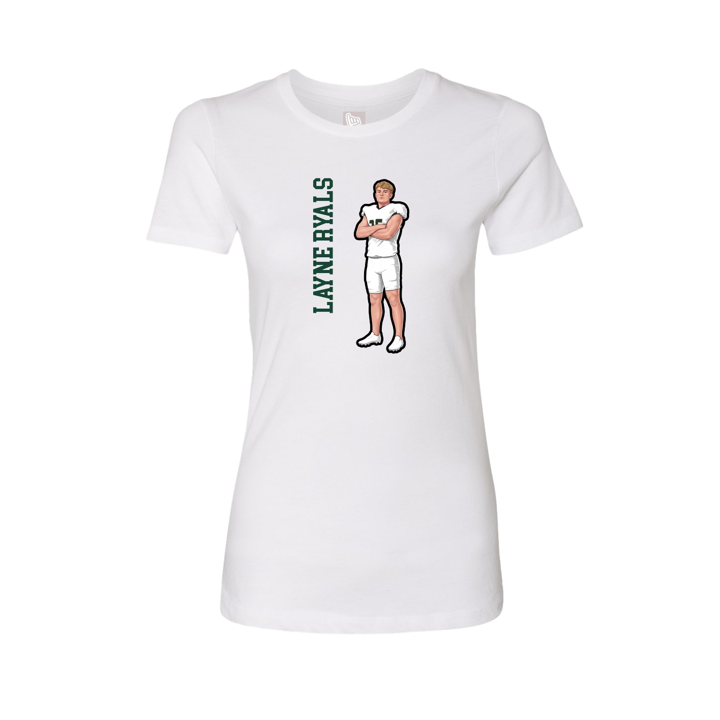 Fitted Women's Tee — Name Vertical in White