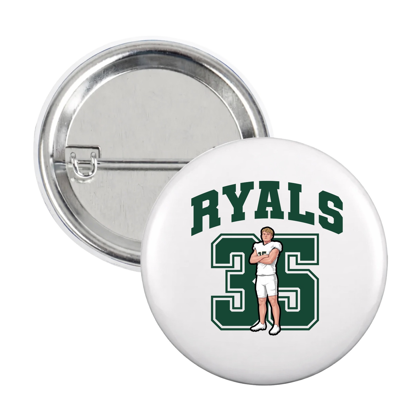 Game Day Button — Number in White