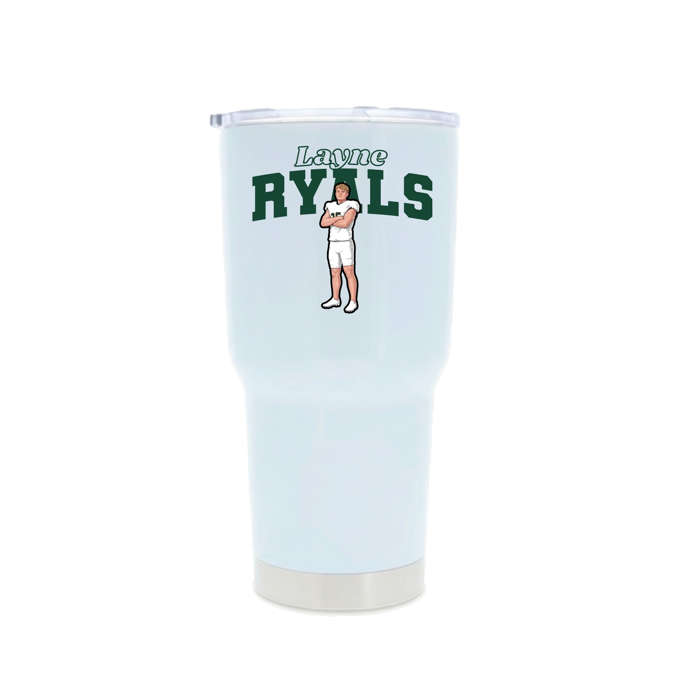 30oz Stainless Steel Tumbler — Name Arch in White