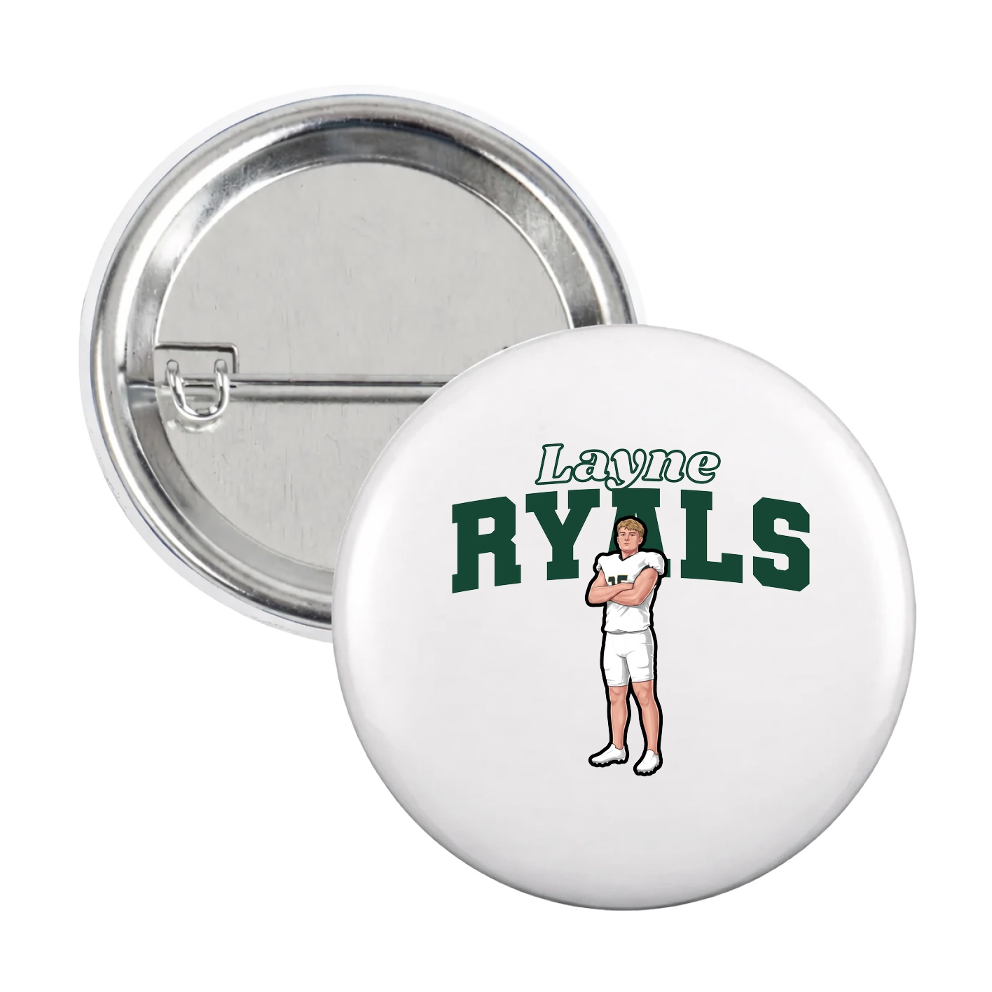 Game Day Button — Name Arch in White