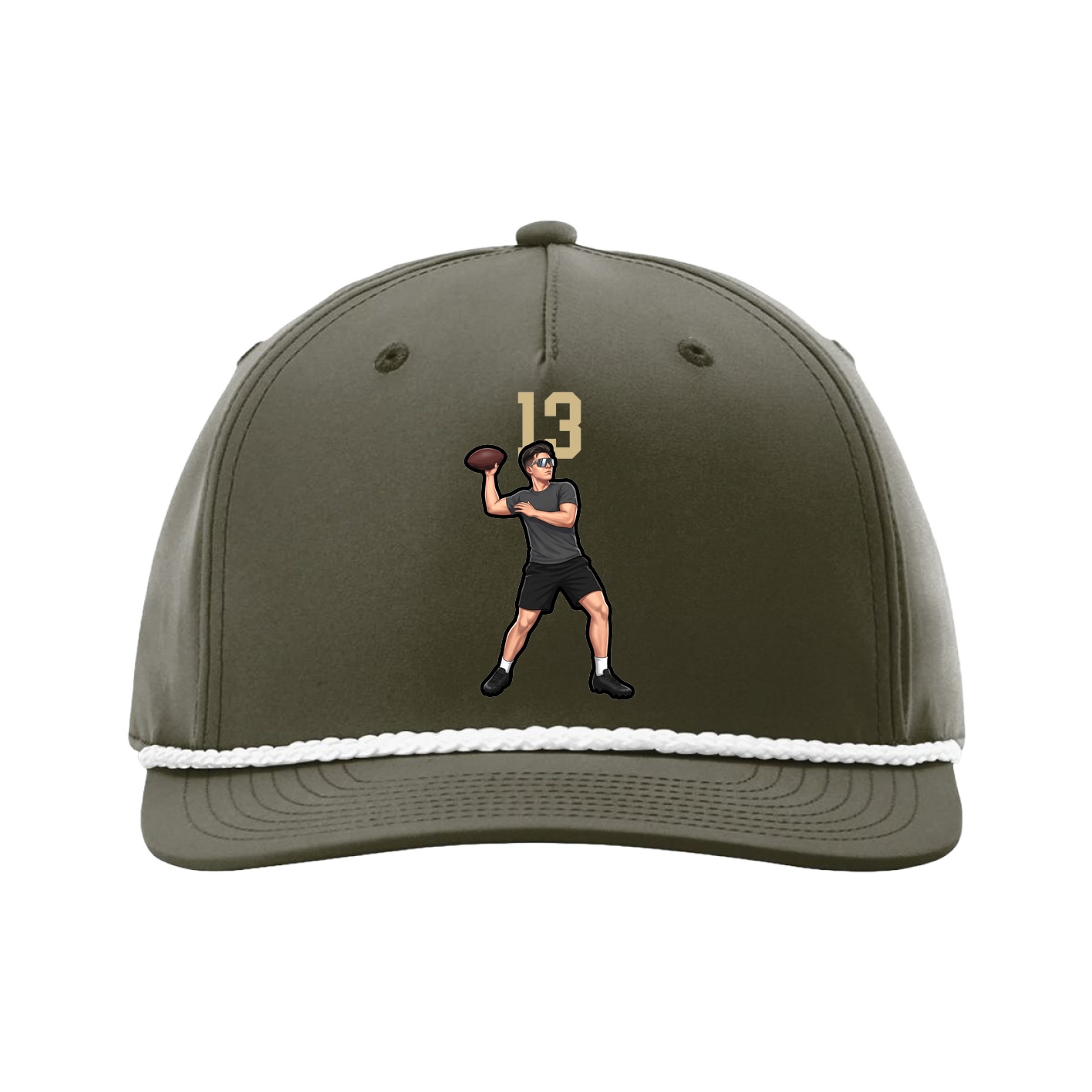Five-Panel Classic Rope Cap — Number Top in Green