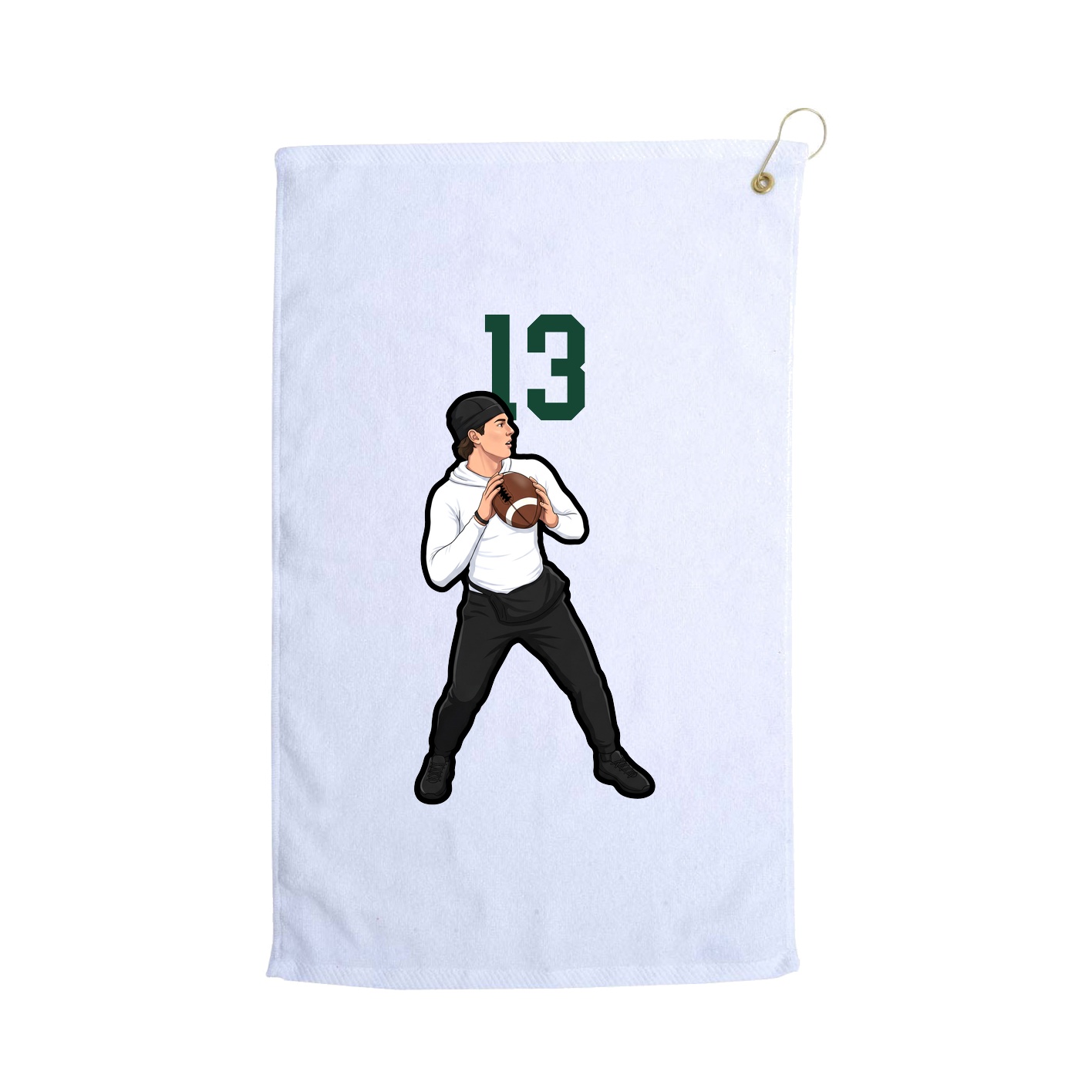 Golf Towel — Number Top in White