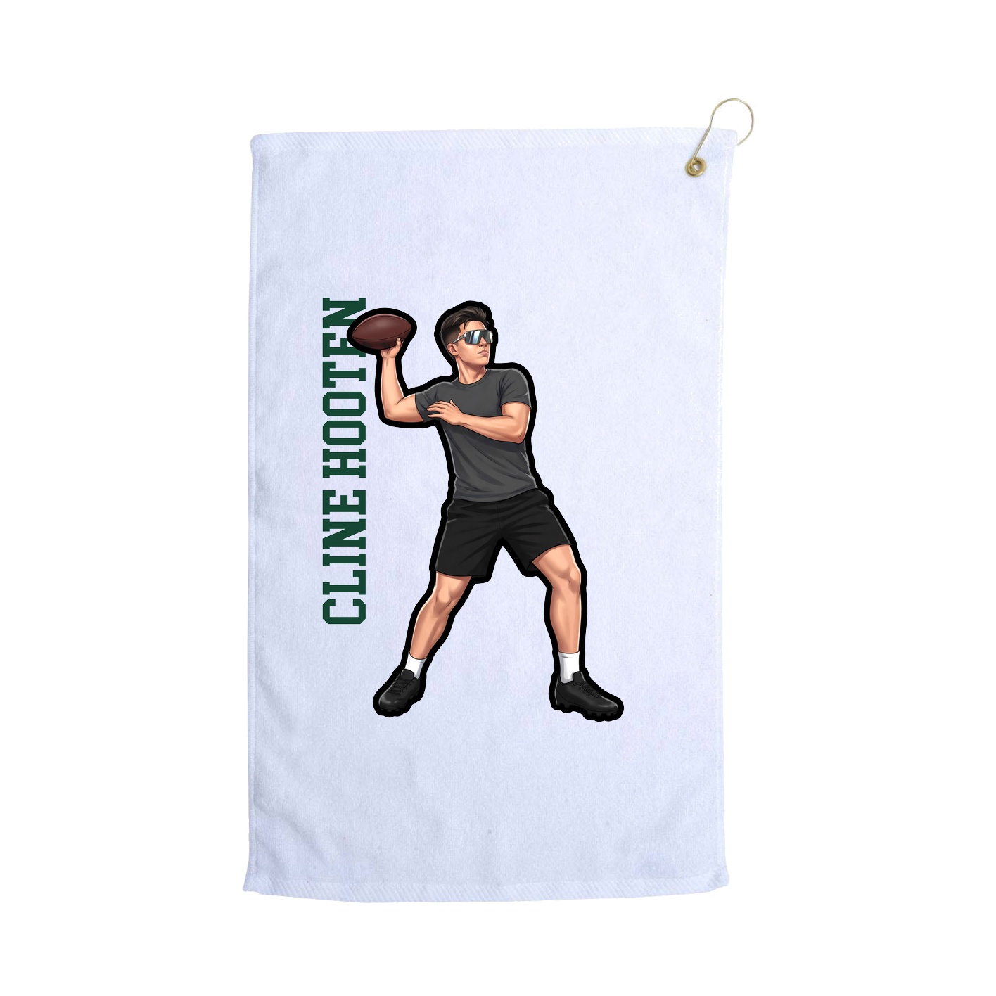 Golf Towel — Name Vertical in White