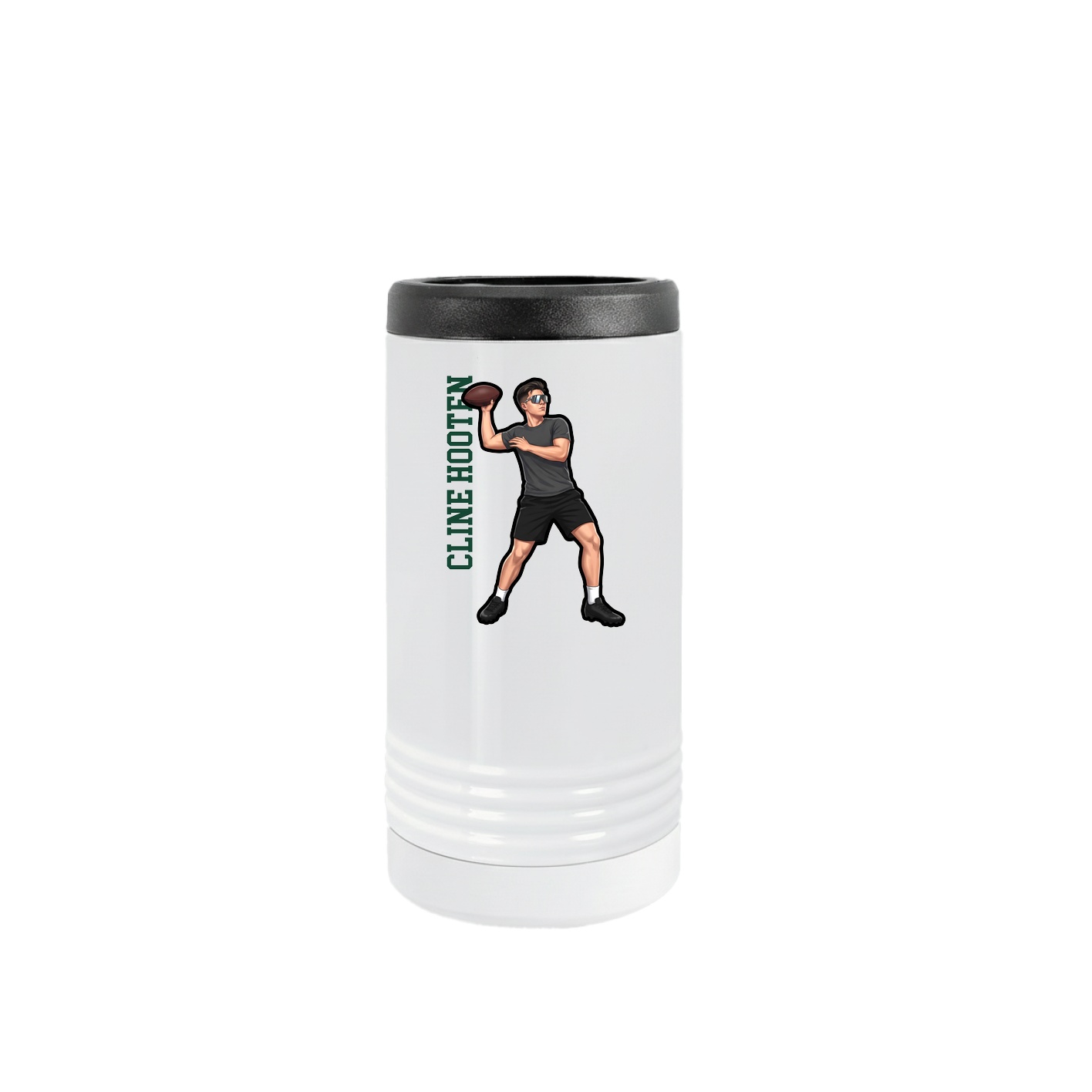 Slim Beverage Holder — Name Vertical in White
