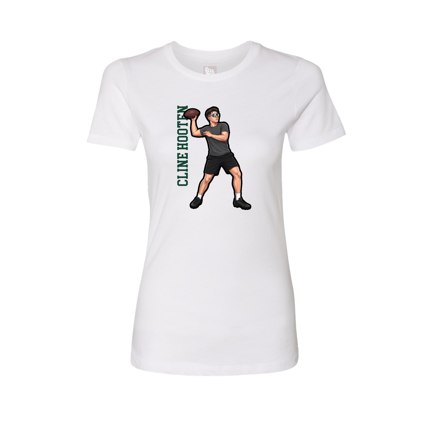 Fitted Women's Tee — Name Vertical in White