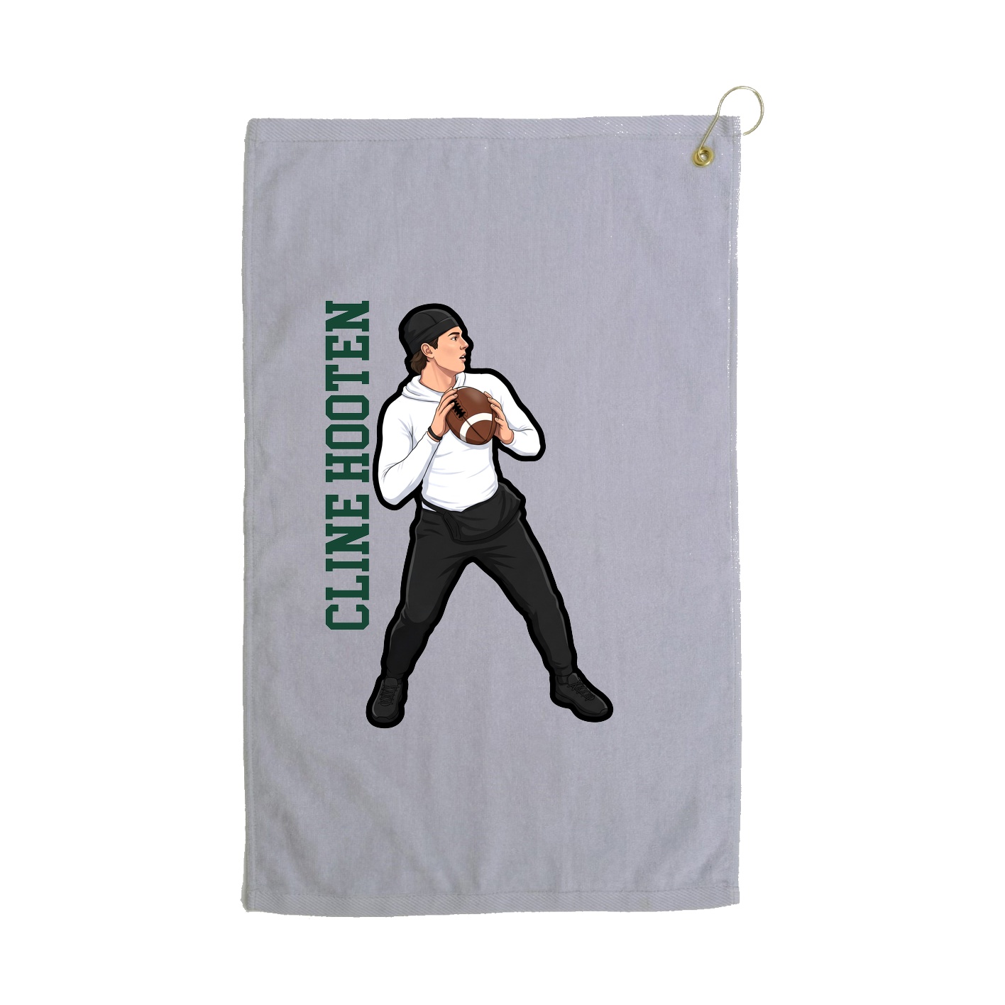 Golf Towel — Name Vertical in Grey