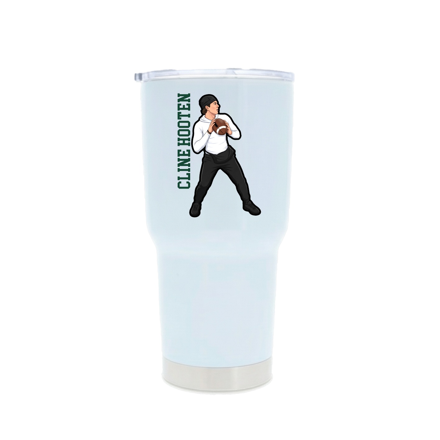 30oz Stainless Steel Tumbler — Name Vertical in White