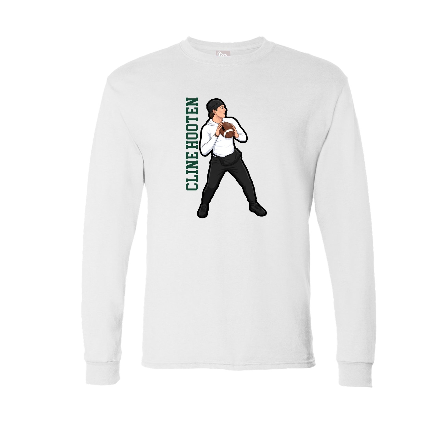 Long Sleeve Tee — Name Vertical in White