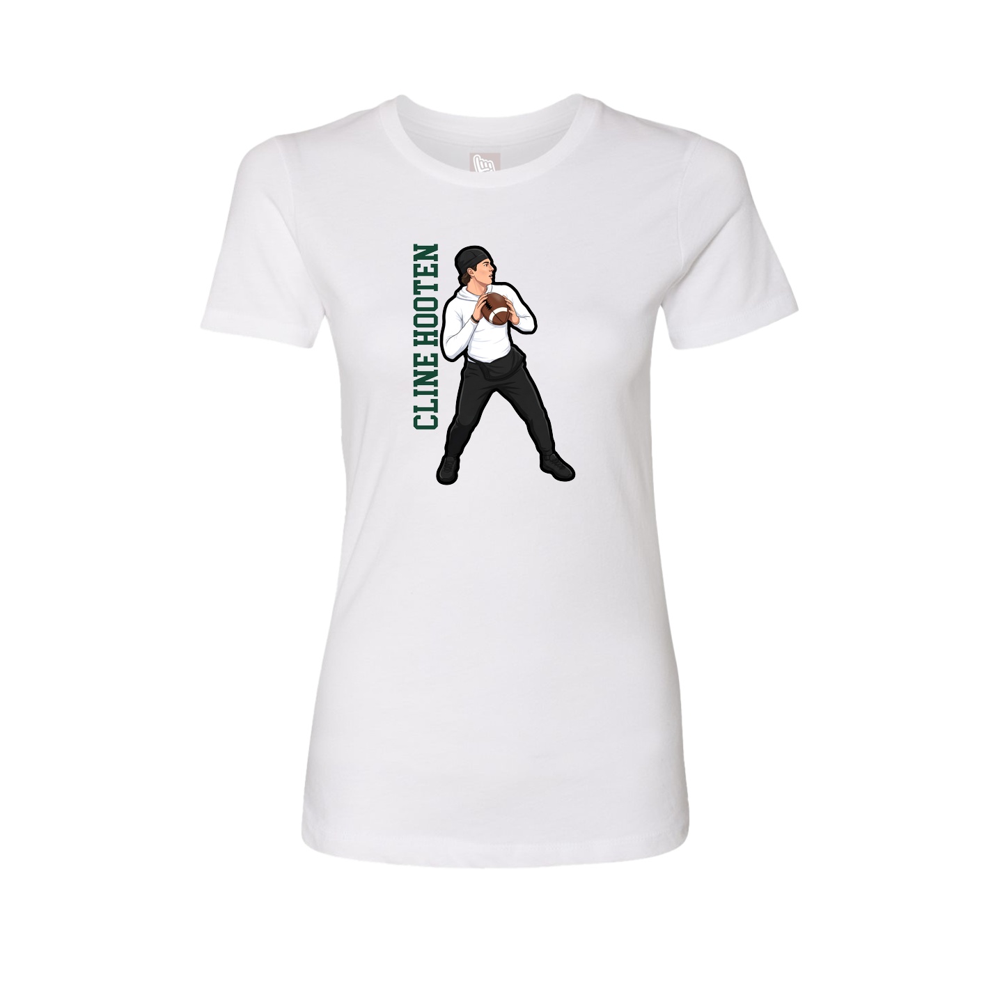 Fitted Women's Tee — Name Vertical in White