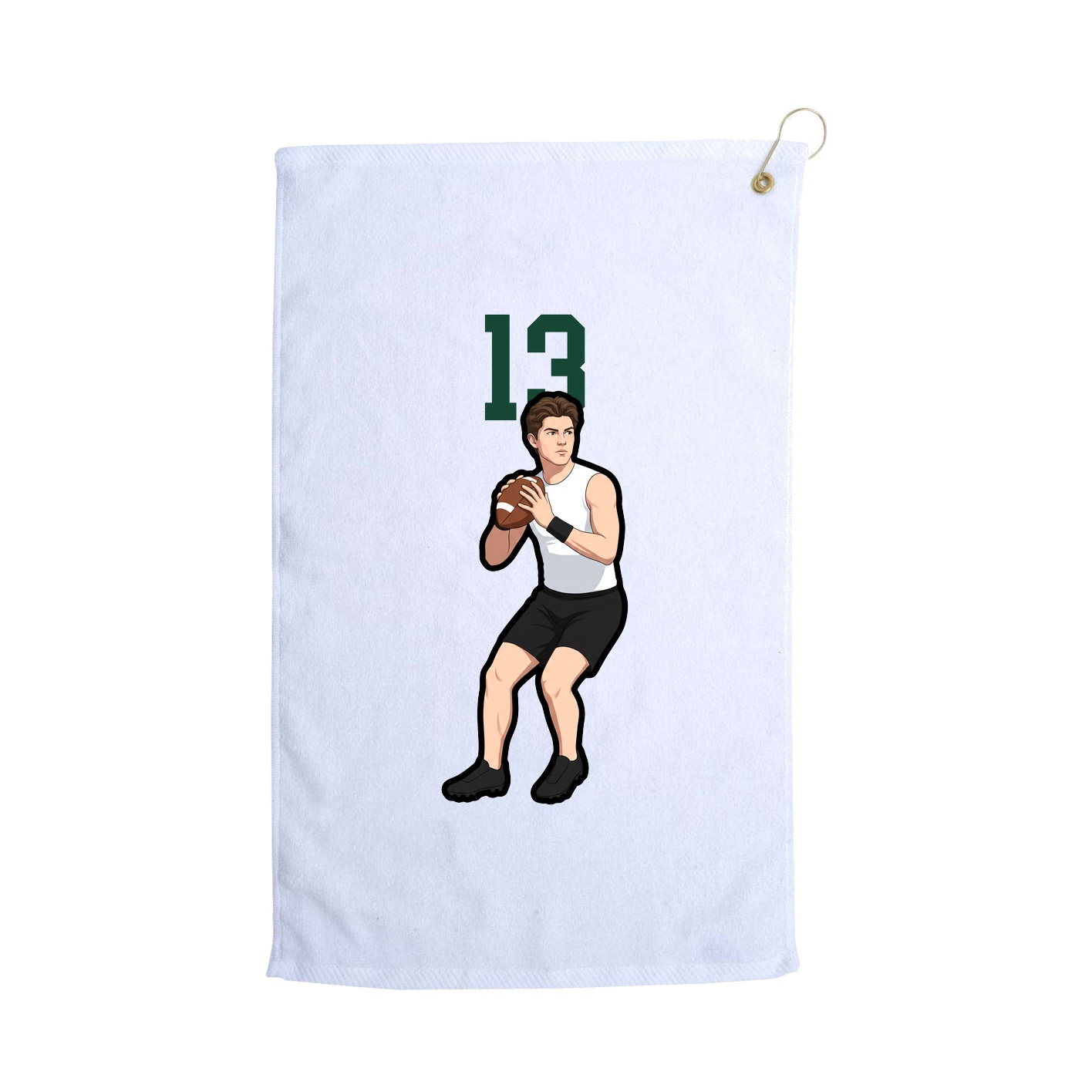 Golf Towel — Number Top in White
